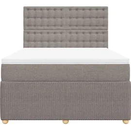 vidaXL Boxspringbett mit Matratze Taupe 140x200 cm Stoff