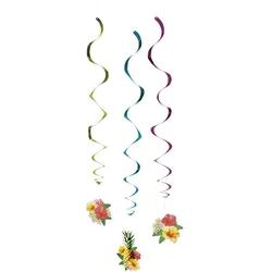 3 Spiralhänger - Bunte Hawaii Party 85cm - OS