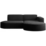 kaiser möbel Ecksofa Designer MODENA STUDIO stoff Dicker cord Poso Schwarz Rechts - Schwarz
