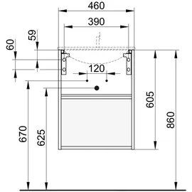 Keuco X-Line Waschtischunterschrank, 1 Tür, 33122110001,