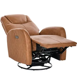 Beliani Elektrischer Schaukel-Fernsehsessel Kunstleder 79 x 102 x 94 cm Braun mit Kissen