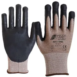 AS Arbeitsschutz Nitras STEEL Stichschutzhandschuhe, braun | schwarz 10