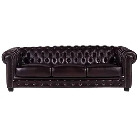 vente-unique Chesterfield Ledersofa 4-Sitzer - Büffelleder - Braun - BRENTON