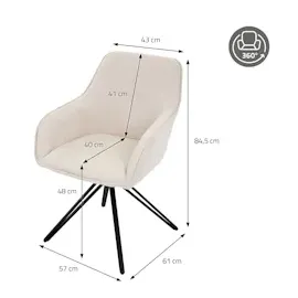 ML-Design Esszimmerstühle drehbar 4er Set Textil Webstoff Creme Drehstuhl