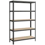Songmics Schwerlastregal Stahl/MDF 120 x 60 x 200 cm schwarz 5 Fachböden je 175 kg