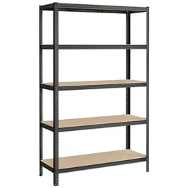 Songmics Schwerlastregal Stahl/MDF 120 x 60 x 200 cm schwarz 5 Fachböden je 175 kg
