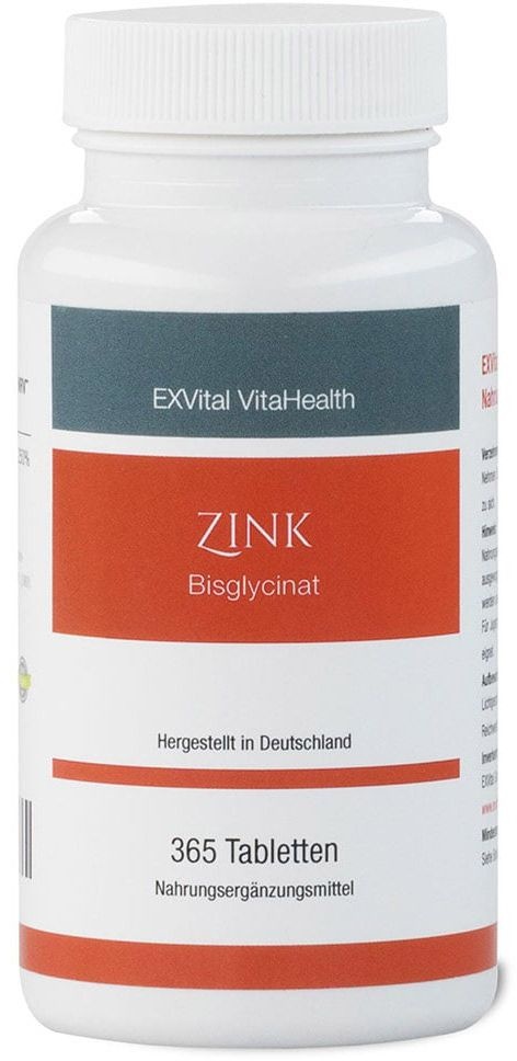 Zink Tabletten? 25 mg Zink-Bisglycinat von EXVital, 365 vegane Tabletten