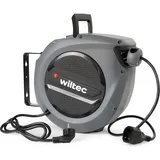 Wiltec Kabeltrommel 15 m + 1,5 m, automatischer Kabelaufroller 1500-3200 w, Verlängerungskabel Trommel 180° Halterung, robuste Kabel Trommel