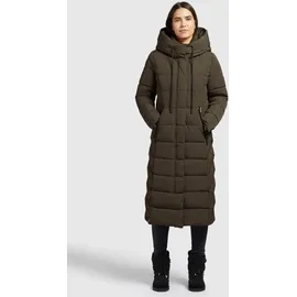 khujo Steppmantel "TYNSE", Damen, Gr. L, khaki, Web, 100% Polyester, unifarben, regular fit wadenlang, eingesetzt elastischer Bund mit Windstopper, Mäntel Steppmantel