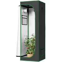 Woltu Gewächshaus, Schwarz, Kunststoff, Metall, 60x180x60 cm, Gartenzubehör, Gewächshäuser