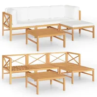 vidaXL 5-tlg. Garten-Lounge-Set mit Creme Kissen Massivholz Teak