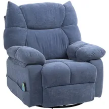 Homcom Relaxsessel mit Massagefunktion, Elektrisch Fernsehsessel mit Wärmfunktion, Liegefunktion, Drehbar Massagesessel Blau Kunststoff, 90x98x98 cm, Wohnzimmer, Sessel,