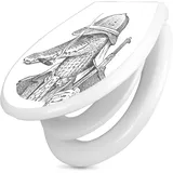 banjado Familien WC Sitz mit Absenkautomatik 44,9x37,1cm - Klobrille mit Kindersitz aus hochwertigem Polypropylen - Toilettendeckel mit Kinder Toilettensitz integriert - Motiv Herr Krokodil 2