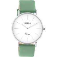 OOZOO Quarzuhr Oozoo Damen Armbanduhr Vintage Series, Damenuhr rund, groß (ca. 40mm) Lederarmband, Fashion-Style grün