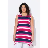 Ulla Popken T-Shirt Longtop Ringel A-Linie Rundhals ärmellos Blau 42/44
