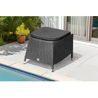 Ploß Rocking Hocker, grau/braun-meliert, Polyrattan, 56x54x41 cm, zu Dining Sessel, inkl. Polster