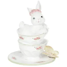 Clayre & Eef Dekoration Kaninchen in Tasse 12x12x15 cm Mehrfarbig 6PR3139