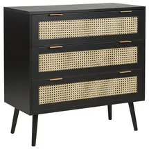Beliani OPOCO 80 x 80 x 40 cm Schwarz / Beige Rattan