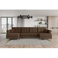 ALTDECOR Wohnlandschaft HERMES-U, Couch mit Schlaffunktion, Wohnzimmer - Wohnlandschaft braun