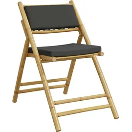 vidaXL 3-tlg. Bistro-Set Klappbar mit Dunkelgrauen Kissen Bambus