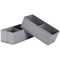 IHOMAGIC Aufbewahrungskorb Stoff 2er Faltbox 13 x 28 x 10 cm silber