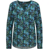 GOLDNER Florale Druckbluse mit V-Ausschnitt petrol 23
