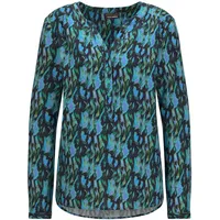 GOLDNER Florale Druckbluse mit V-Ausschnitt petrol 23
