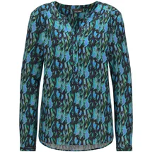 GOLDNER Florale Druckbluse mit V-Ausschnitt petrol 23