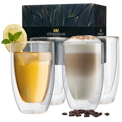 Königsglas Latte-Macchiato-Glas Latte Macchiato Glas 300 ml Cappuccino Gläser-Set doppelwandig, Kaffeetasse, 2/4er Glas Set Trinkglas Thermoglas Kaffee Teeglas Kaffeegläser Tasse weiß