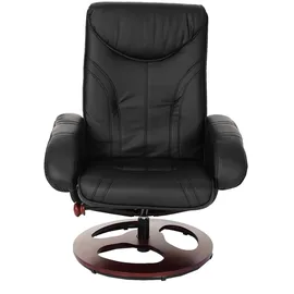 Mendler HWC-C46, Fernsehsessel Sessel mit Hocker, Kunstleder ~ schwarz