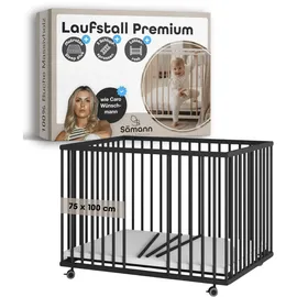 Sämann Laufgitter Sprossen, Lattenrost Matratze SleepPlus, Black Edition Premium | Gr.: 75x100 cm)