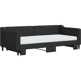 vidaXL Tagesbett Ausziehbar mit Matratzen Schwarz 90x190 cm Stoff