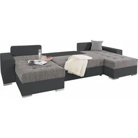 Collection AB Wohnlandschaft »XL-Josy U-Form, Breite 313 cm, Kunstleder-Mix, Microfaser«, inkl. Bettfunktion, Bettkasten, mit 4 gleich großen Rückenkissen, schwarz