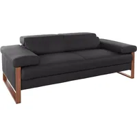 2-Sitzer W.SCHILLIG "finn" Sofas Gr. B/H/T: 210cm x 71cm x 106cm, Longlife Xtra-Leder Z59, mit Kopfteilverstellung-ohne Sitztiefenverstellung, schwarz (schwarz z59) German Design Award 2016, Fußgestell Nussbaum natur, Breite 210 cm