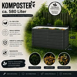 Vicco Komposter Anthrazit, 120 x 60 cm, Gartenzubehör, Gartenpflege, Gartengeräte