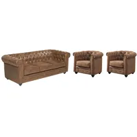 Vente-unique Chesterfield-Sofa mit 3 SitzplÃ Ã tzen und 2 Sesseln aus Mikrofaser in Antik-Lederoptik