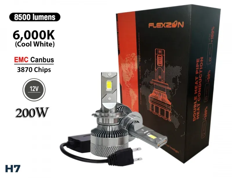 2er-Set LED-H7-Scheinwerferlampen, 12V, 200W, 17.000 lm, Canbus-fehlerfrei, 6000K