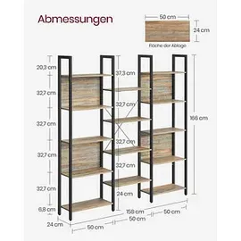 VASAGLE Bücherregal eiche, schwarz 158,0 x 24,0 x 166,0 cm