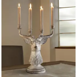 Frank-Flechtwaren FRANK FLECHTWAREN Kerzenhalter Hirsch Kerzenständer - Silber