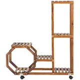 Costway Blumenständer, Holzregal auf Rollen, mehrstöckig, 87,5x29x102,5cm beige 29 cm x 102,5 cm x 87,5 cm