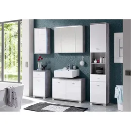 Stella Trading Hängeschrank Beton Optik 38 x 71 x 23 cm Weiß