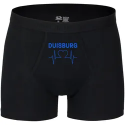 multifanshop Herren Boxer Short - Duisburg - Herzschlag - Druck blau - Unterwäsche
