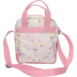 DEPESCHE 13327 TOPModel Juicy - Umhängetasche in Creme und Rosa, mit Model Motiv, Äffchen und buntem Muster, Handtasche mit verstellbarem Gurt