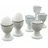 Loberon Eierbecher 6er Set Biarré - Steingut mit Zierendem Farbrand - Handgetöpfert - Glänzende Oberfläche - 6.5cm, weiß