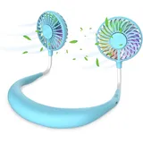 ITSHINY Tragbarer Ventilator, Nackenventilator Mini USB Ventilator Hände, Wiederaufladbarer Tragbarer, Schreibtisch Ventilator, Ventilator Mit Bügel für Den Nacken, 3 Geschwindigkeiten LED-Licht