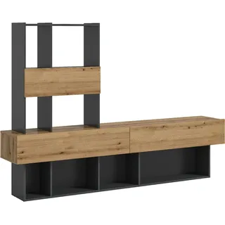 xonox.home Wohnwand Lennox - Evoke Oak - grau Nachbildung 210 x 147 x 38 cm