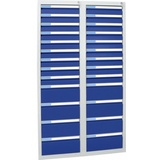 Stumpf Schubladenschrank Serie ESTA, 26 Schubladen enzianblau (18x100, 8x200mm)