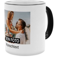 PhotoFancy® - Fototasse - Personalisierte Tasse mit eigenem Foto - Schwarz - Layout 1 Bild + Text