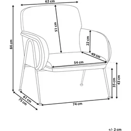 Beliani Sessel TRYSNES Stoff 78 x 71 x 70 cm Schwarz/Weiß