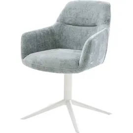 DeLife Polsterstuhl Pejo-Flex, Fußkreuz Weiß Chenille Pastellblau 360° drehbar Wippfunktion Taschenfe blau 58 cm x 86 cm x 63 cm
